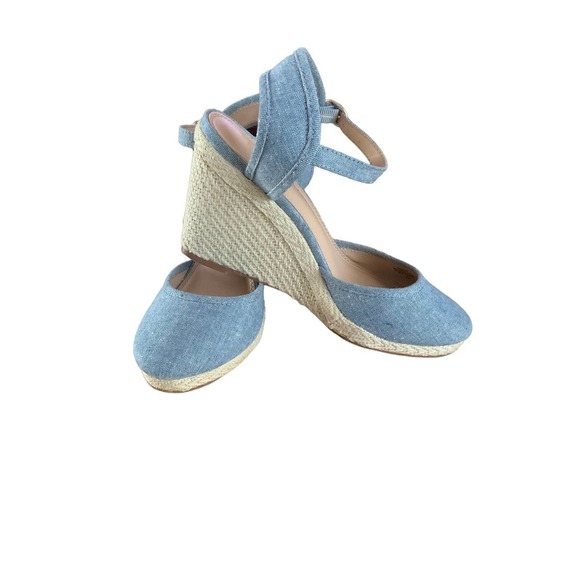 Kelly and Katie Miroven Blue Espadrille Wedge Sandals Size 8.5M - Picture 1 of 9